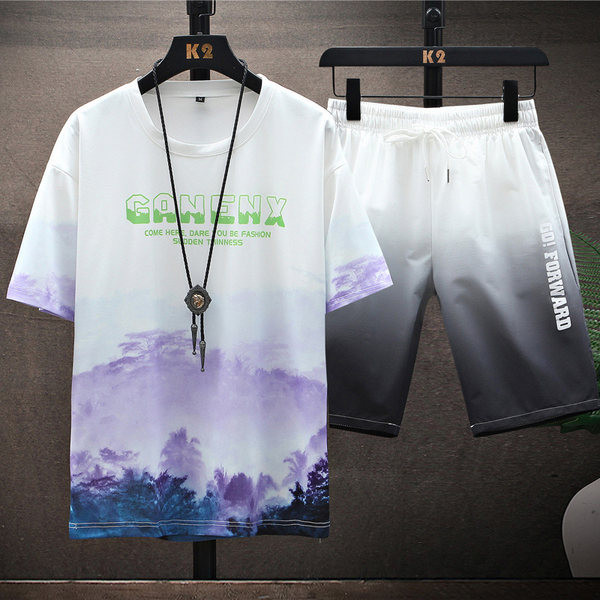 Casual ανδρικό σετ από δύο μέρη Μπλουζάκι και σορτς σε διάφορα χρώματα