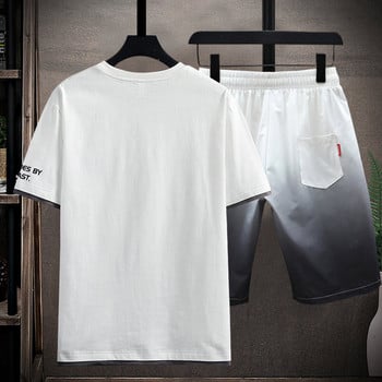Ежедневен комплект от тениска с къс ръкав и къси панталони за мъже