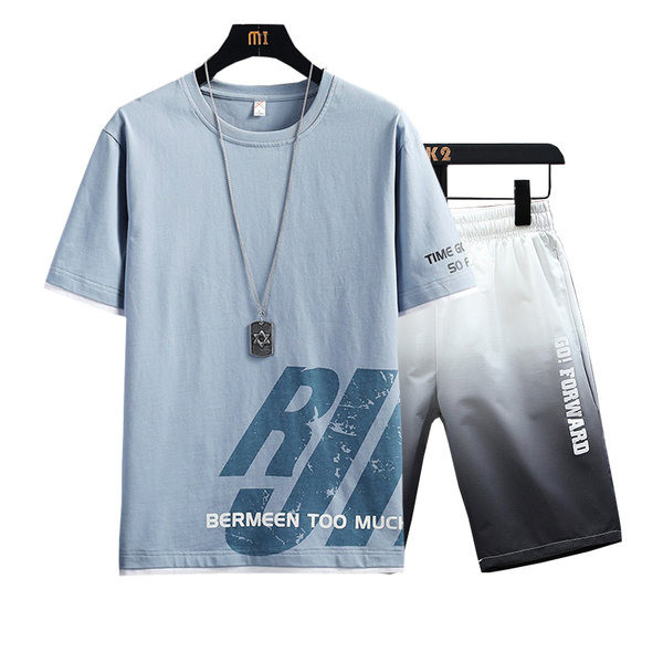 Vabaaja komplekt lühikeste varrukatega T-särgi ja lühikeste pükstega meestele