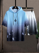 Suvine meeste kaheosaline kapuutsiga T-särk ja lühikesed püksid