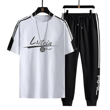Мъжки спортен комплект от две части тениска с обло деколте и долнище