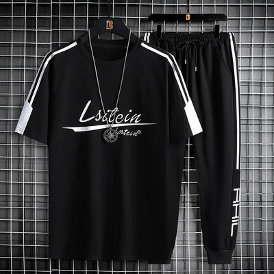 Meeste spordikomplekt kaheosalisest ümara kaelusega T-särgist ja pükstest