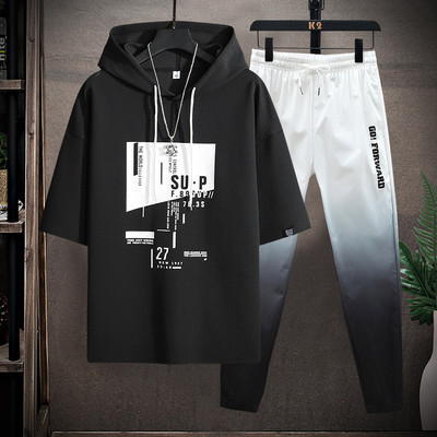 Muški sportski set od majice s kapuljačom i hlača