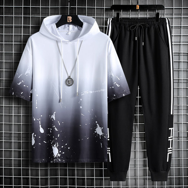 Ανδρικό σετ νέου μοντέλου - από μπλουζάκι με κουκούλα και παντελόνι