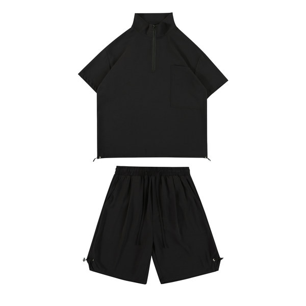 Σπορ-casual σετ μπλούζας με φερμουάρ και σορτς