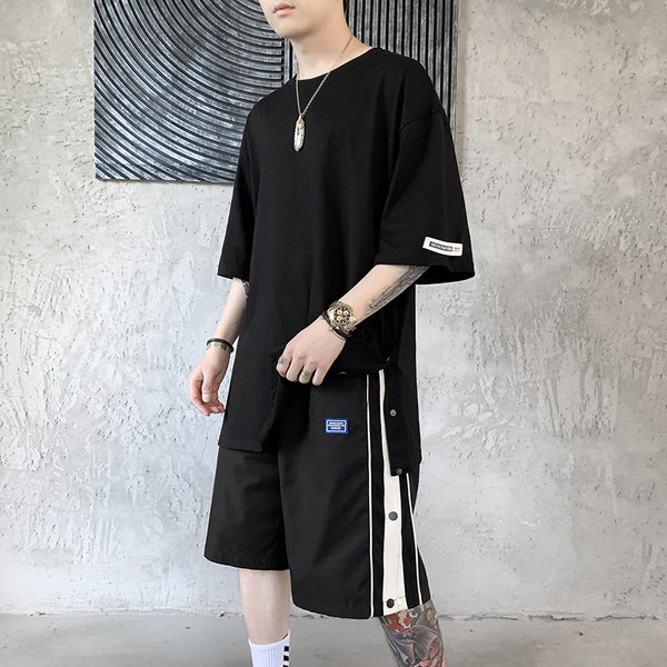 Ανδρικά αθλητικά-casual σετ μπλουζών και σορτς με κουμπιά