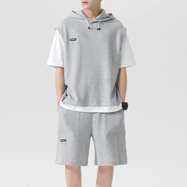 Ανδρικά αθλητικά σετ από μπλούζα με κουκούλα και σορτς