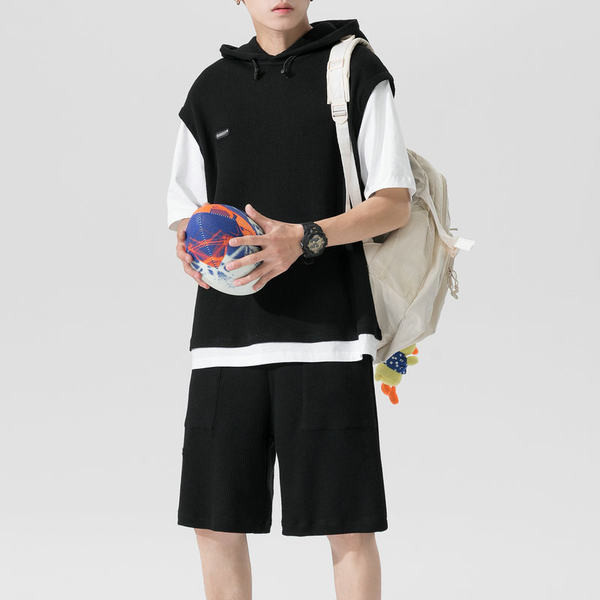Ανδρικά αθλητικά σετ από μπλούζα με κουκούλα και σορτς