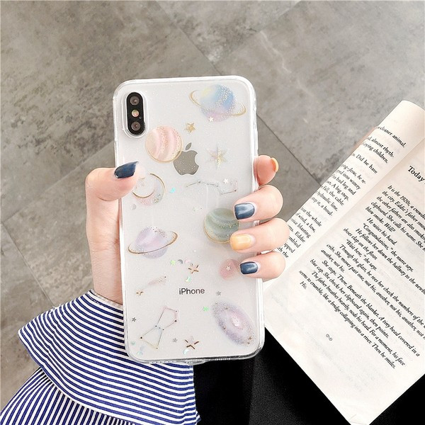 Läikivate osakestega silikoonümbris iPhone X / XS jaoks