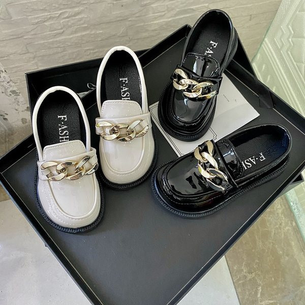 Bērnu ikdienas lakādas apavi ar plakanu zoli meitenēm