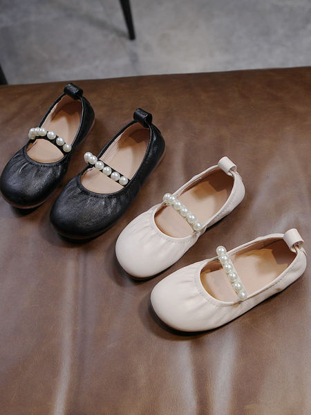 Pärli kaunistusega ümarad kingad tüdrukutele