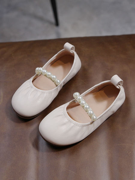 Pärli kaunistusega ümarad kingad tüdrukutele