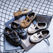 Παιδικά έκο δερμάτινα παπούτσια με επίπεδη σόλα και πέρλες διακόσμηση