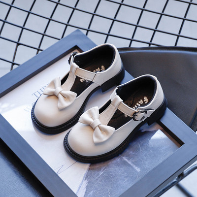 Παιδικά έκο δερμάτινα παπούτσια με επίπεδη σόλα και πέρλες διακόσμηση