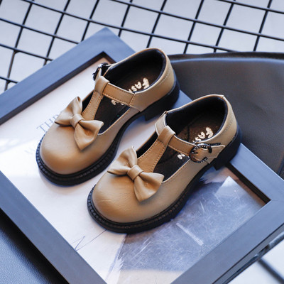 Παιδικά έκο δερμάτινα παπούτσια με επίπεδη σόλα και πέρλες διακόσμηση