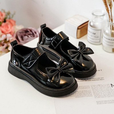 Bērnu ikdienas lakādas apavi ar velcro aizdari un lentīti