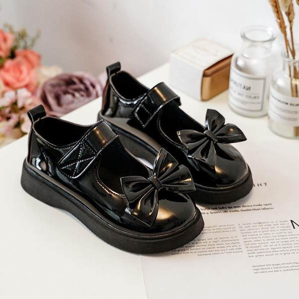 Bērnu ikdienas lakādas apavi ar velcro aizdari un lentīti