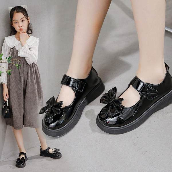 Bērnu ikdienas lakādas apavi ar velcro aizdari un lentīti