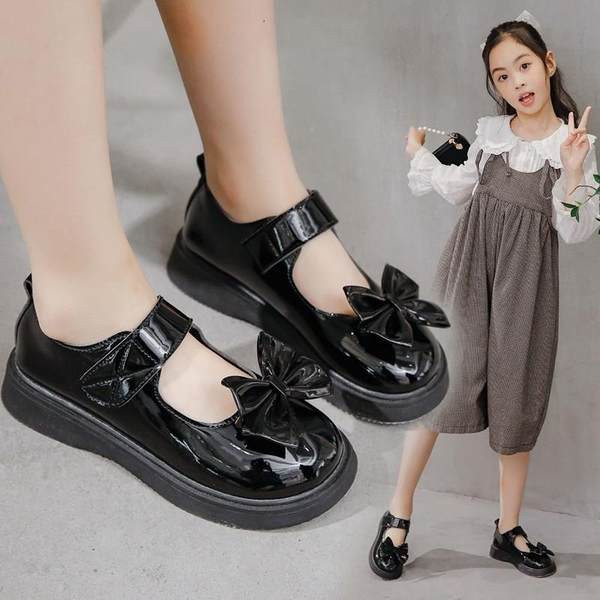 Bērnu ikdienas lakādas apavi ar velcro aizdari un lentīti