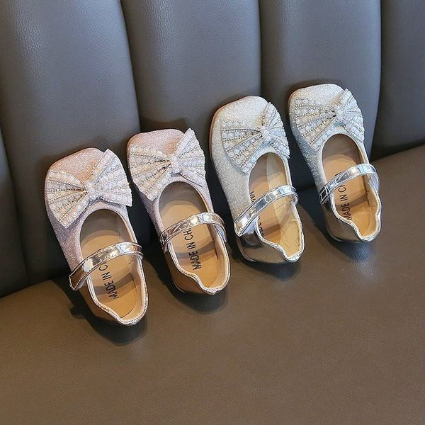 Ležerne dječje cipele za djevojčice sa sjajnim česticama i trakom