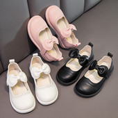 Eko bőrből készült alkalmi cipő szalaggal lányoknak