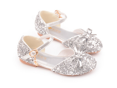 Γυαλιστερά παπούτσια με κορδέλα για κορίτσια