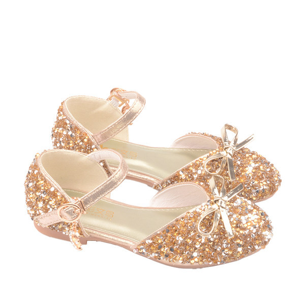 Γυαλιστερά παπούτσια με κορδέλα για κορίτσια