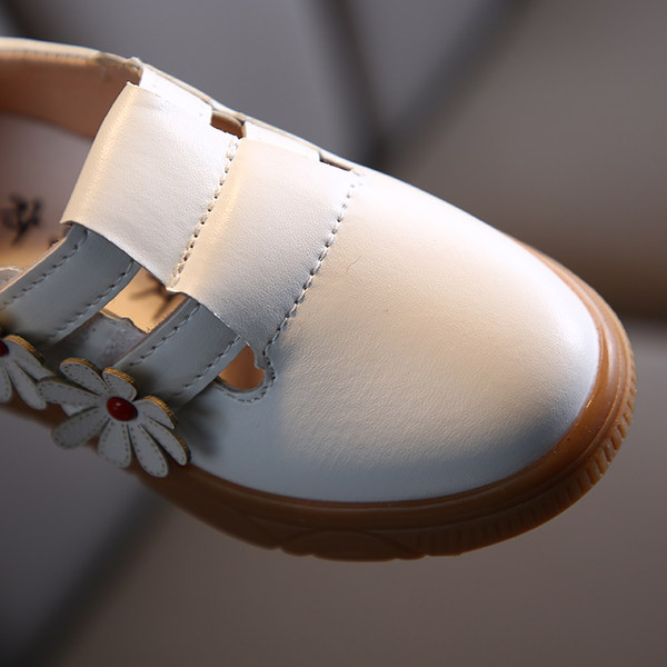 3D lilledega ja lameda tallaga nahast lastekingad