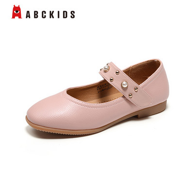 Öko-nahast laste ümarad jalatsid tüdrukutele pärldekooriga