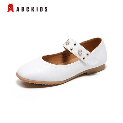 Öko-nahast laste ümarad jalatsid tüdrukutele pärldekooriga