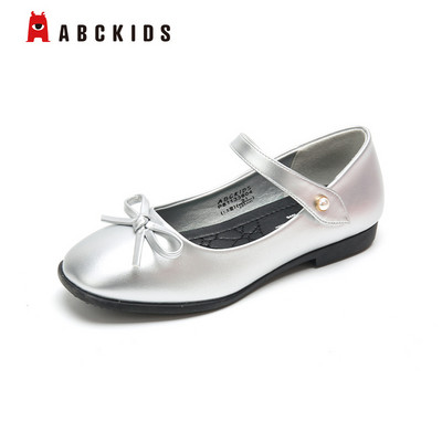 Öko-nahast laste ümarad jalatsid tüdrukutele pärldekooriga