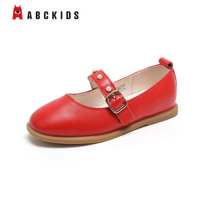 Öko-nahast laste ümarad jalatsid tüdrukutele pärldekooriga