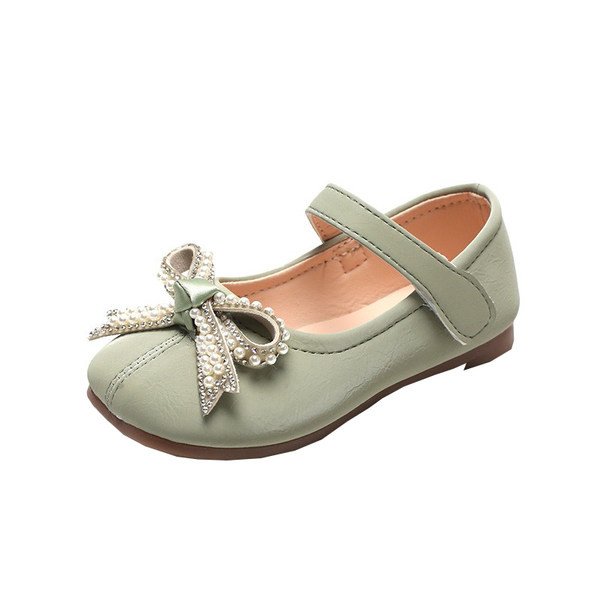 Bērnu ikdienas apavi ar lenti un pērlēm trīs krāsās