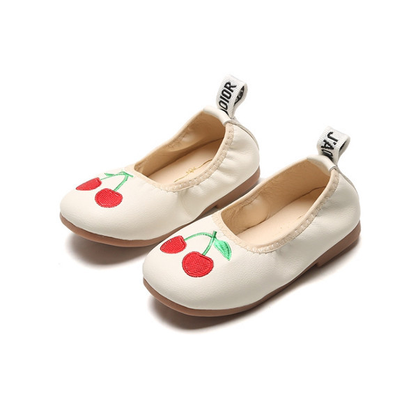 Νέο μοντέλο παιδικά παπούτσια  με κέντημα κεράσια  για κορίτσια