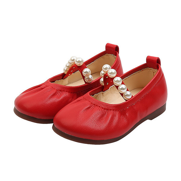 Vaikiški batai su odiniu dirželiu ir perlais