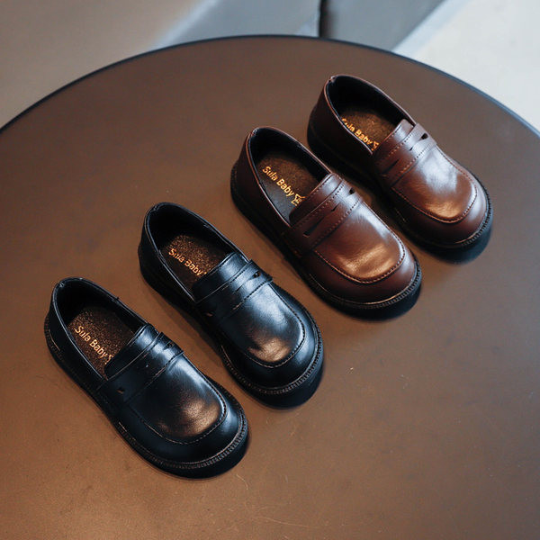 Παιδικά έκο δερμάτινα παπούτσια σε καφέ και μαύρο χρώμα