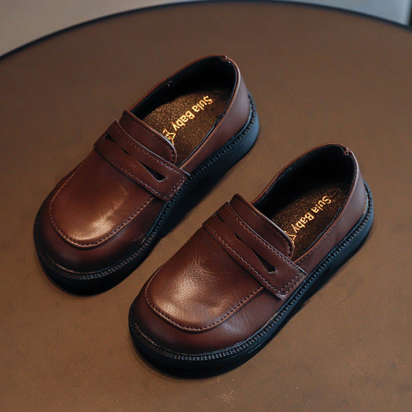 Παιδικά έκο δερμάτινα παπούτσια σε καφέ και μαύρο χρώμα