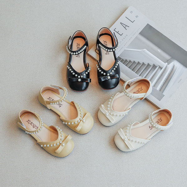 Μοντέρνα παιδικά παπούτσια από οικολογικό δέρμα με πέρλες για κορίτσια