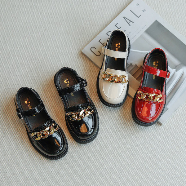 Jauns bērnu lakādas apavu modelis ar sprādzi meitenēm