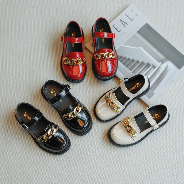 Jauns bērnu lakādas apavu modelis ar sprādzi meitenēm