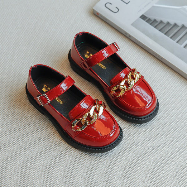 Jauns bērnu lakādas apavu modelis ar sprādzi meitenēm