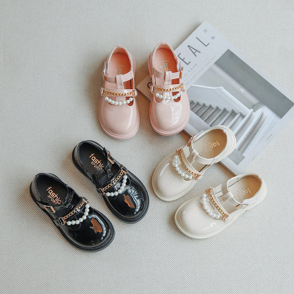 Νέο μοντέλο παιδικά παπούτσια με μεταλλική αλυσίδα και μαργαριτάρια για κορίτσια