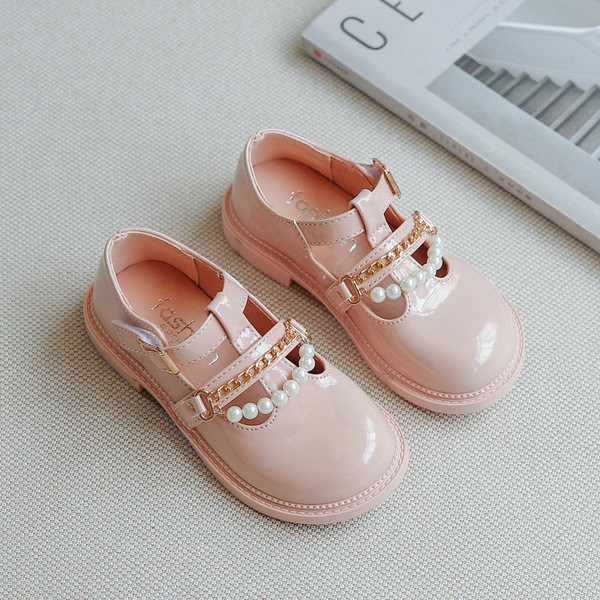Νέο μοντέλο παιδικά παπούτσια με μεταλλική αλυσίδα και μαργαριτάρια για κορίτσια