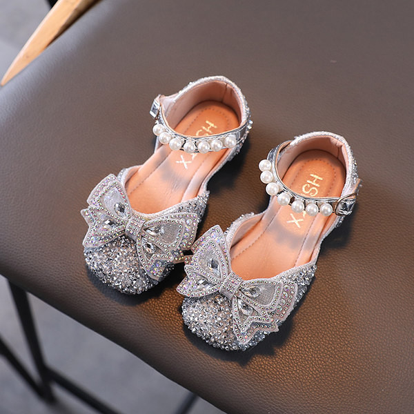 Mūsdienīgas bērnu spīdīgas kurpes ar pērlēm meitenēm