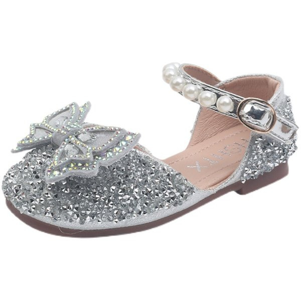 Mūsdienīgas bērnu spīdīgas kurpes ar pērlēm meitenēm