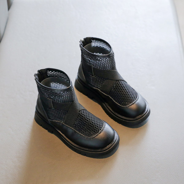 Bērnu ikdienas ādas apavi melnā un baltā krāsā