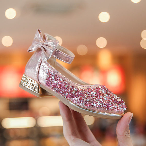 Ανοιξιάτικα γυαλιστερά παπούτσια για κορίτσια με κορδέλα