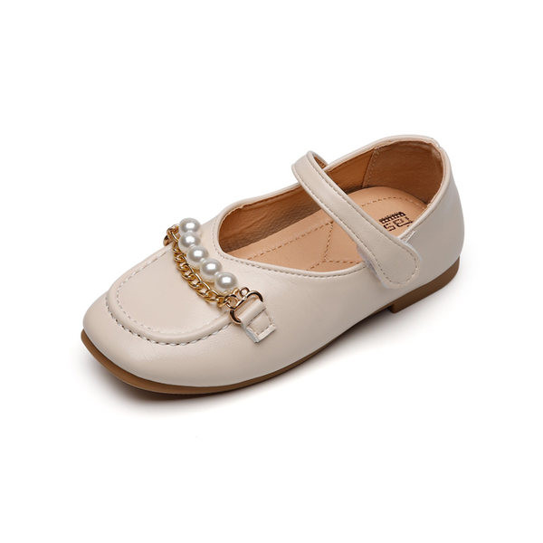 Παιδικά παπούτσια casual από οικολογικό δέρμα με επίπεδη σόλα και μαργαριτάρια