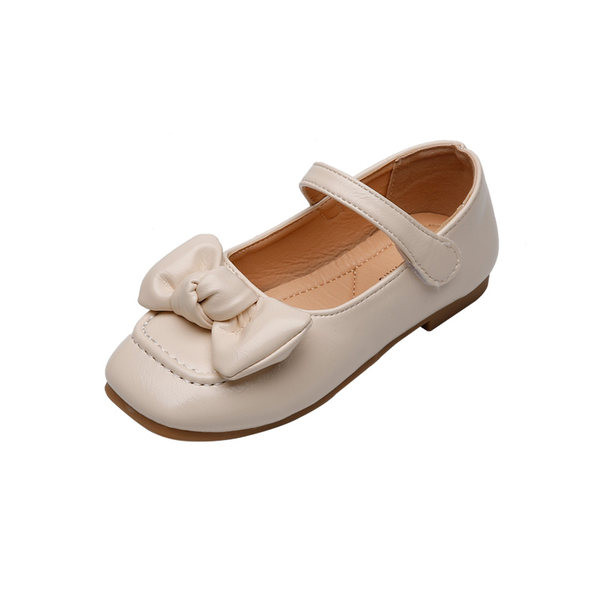 Παιδικά έκο δερμάτινα παπούτσια με επίπεδη σόλα και κορδέλα