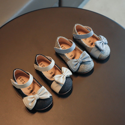 Ежедневни  детски обувки с равна подметка и панделка